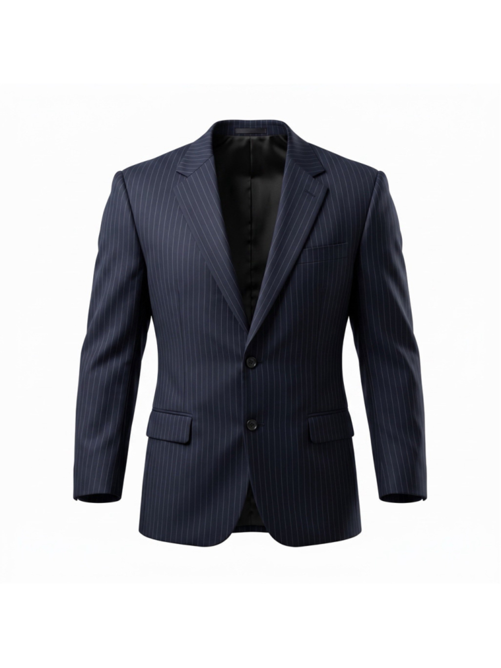 Jos A Bank Signature Blazer Jacket Navy Blue Pinstripe Wool Regal Fit Mens 46/44